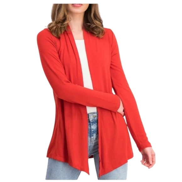 41 Hawthorn Adrianna Burnt orange open front lightweight knit cardigan - Picture 1 of 6